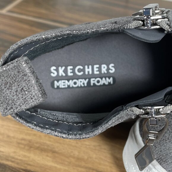 Skechers Lift Off Womens Size 9.5 Shoes Shimmer Pewter Hidden Wedge Ankle Boots - Picture 11 of 13